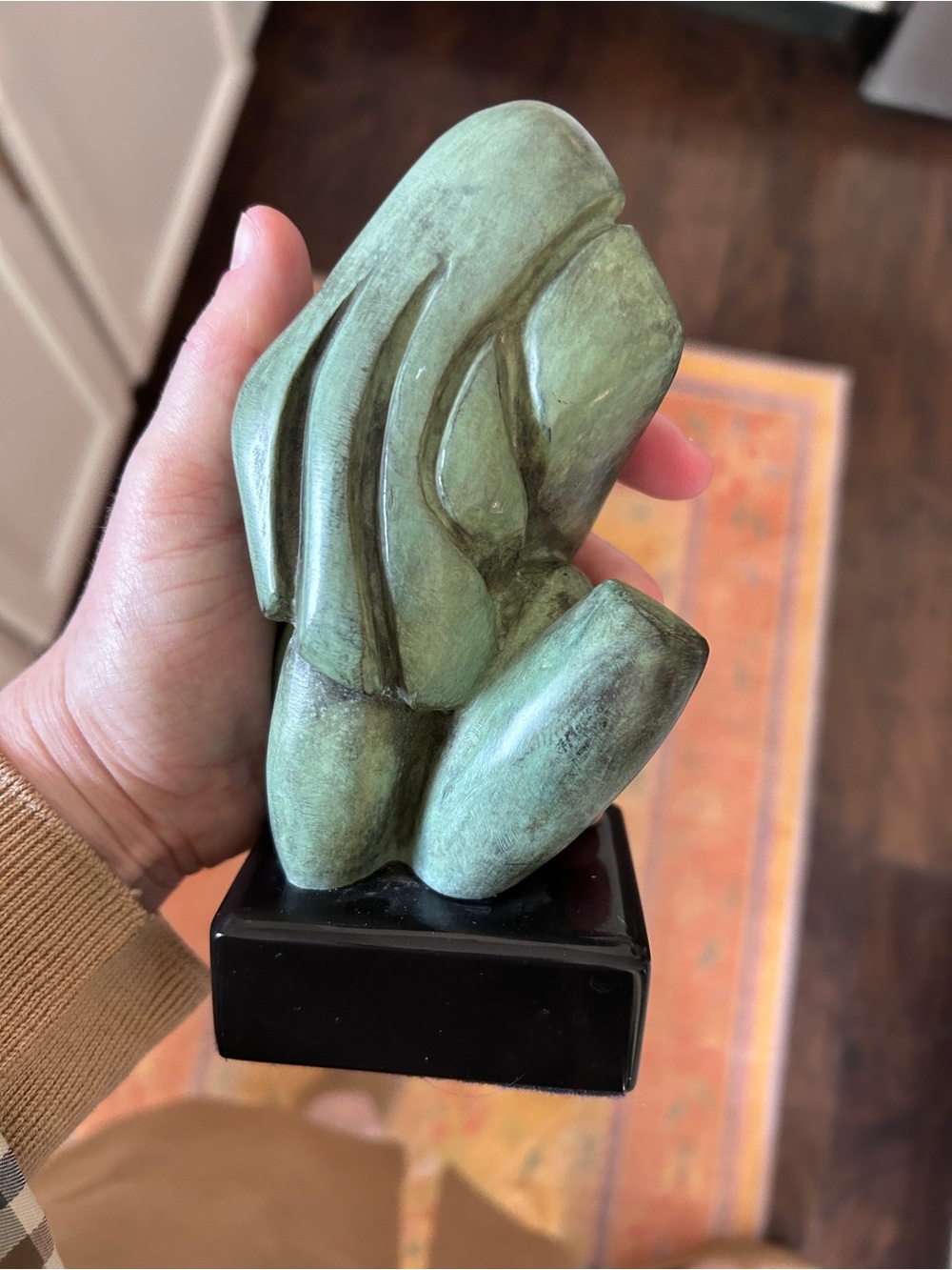 Jean Jacques Porret Original Abstract Nude Brass Bronze Sculpture w/stone base